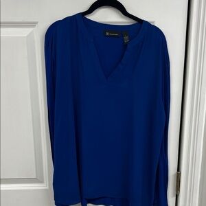 INC International Concepts Royal Blue V-Neck Blouse